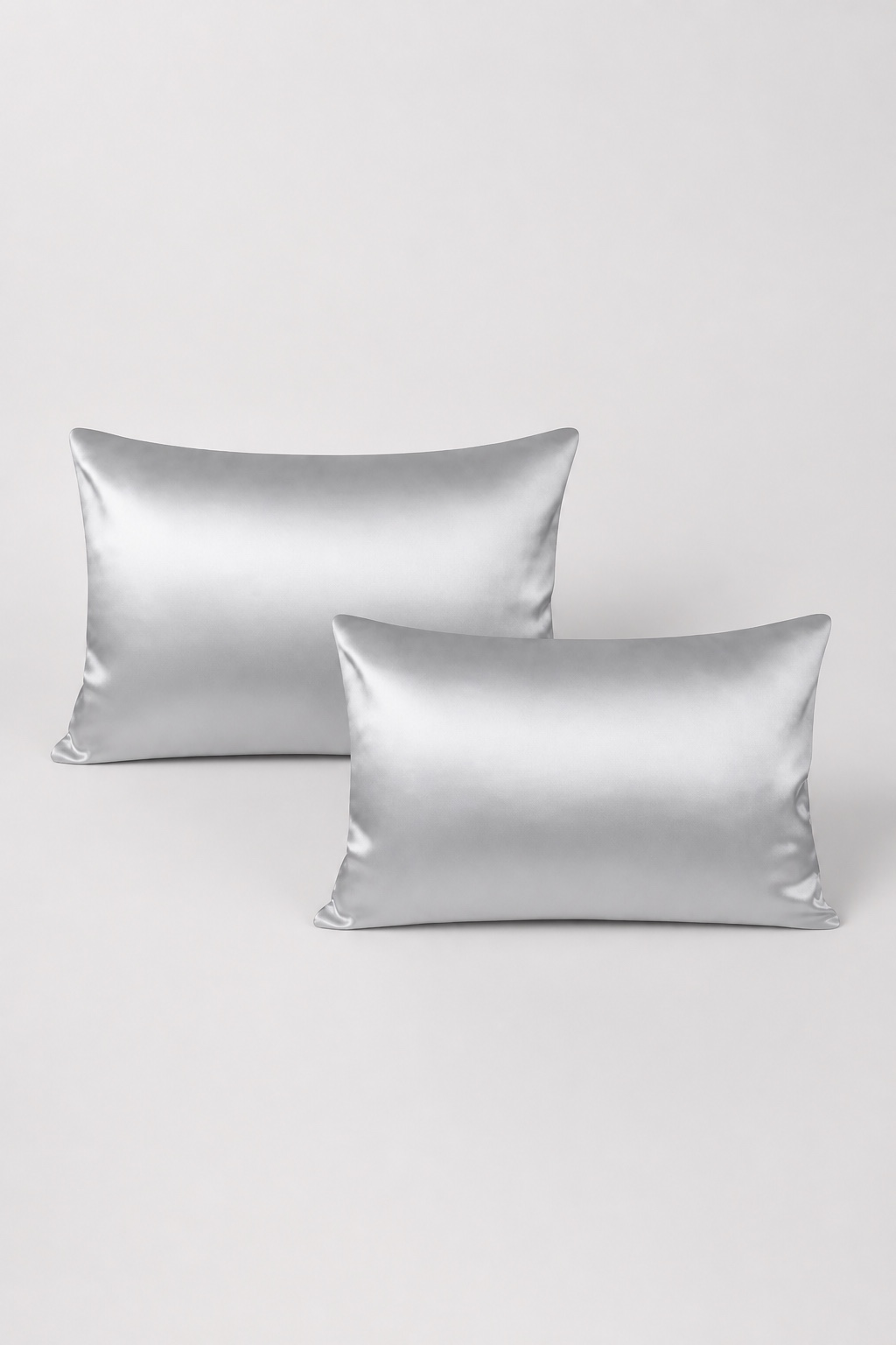 Deux taies d’oreiller Olesik en soie, coloris Argent